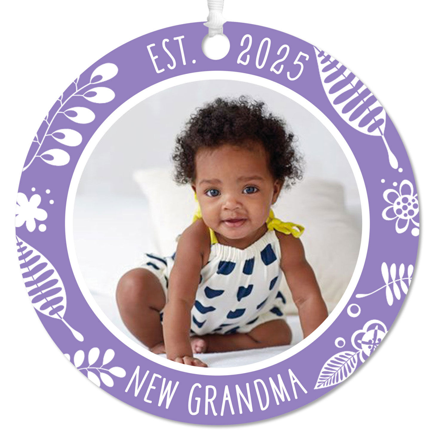 New Grandma Round Metal Personalized Ornament, Custom Photo and Text for only USD 17.99 | Hallmark