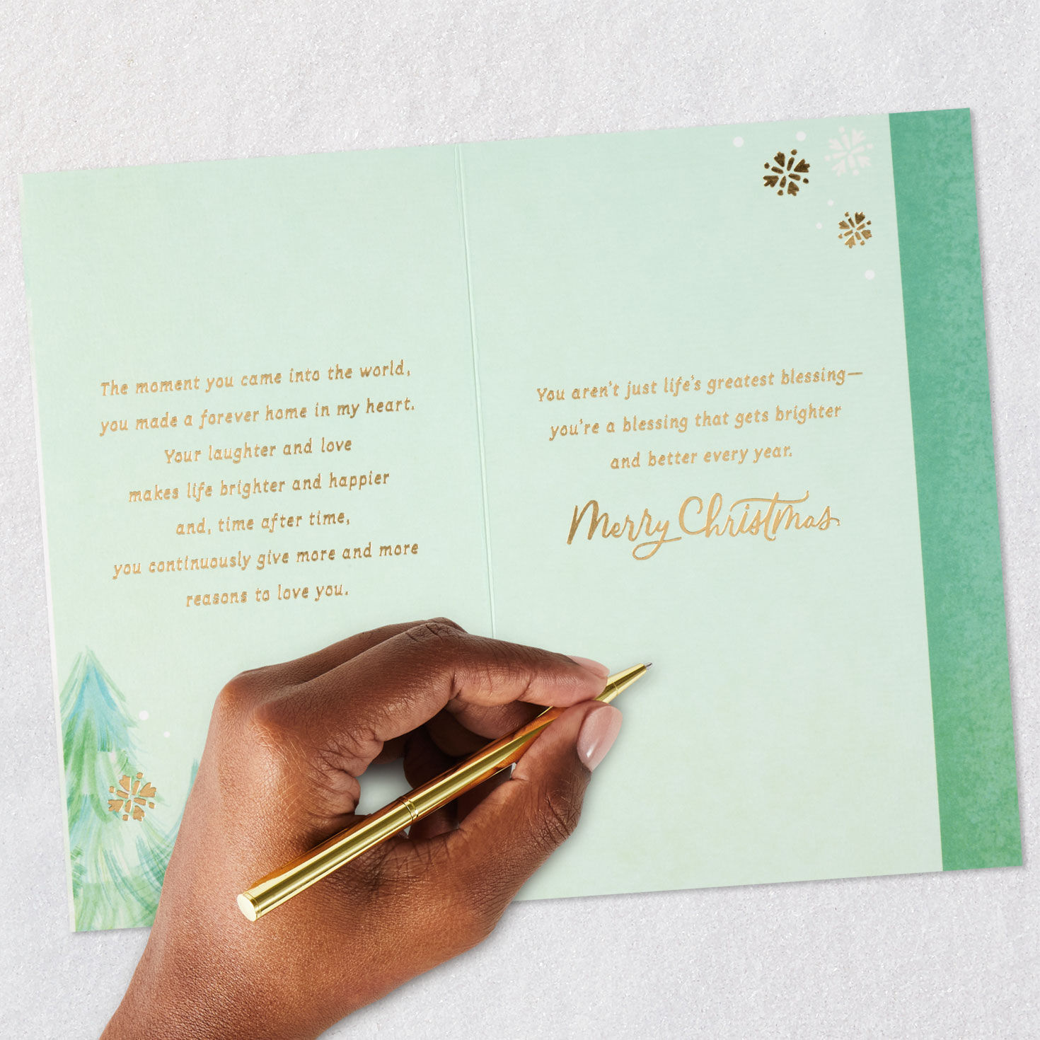 Birds Decorating Tree Daughter Christmas Card Signing card image number 8