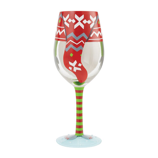 Lolita Gnome for the Holidays Handpainted Wine Glass, 15 oz., 