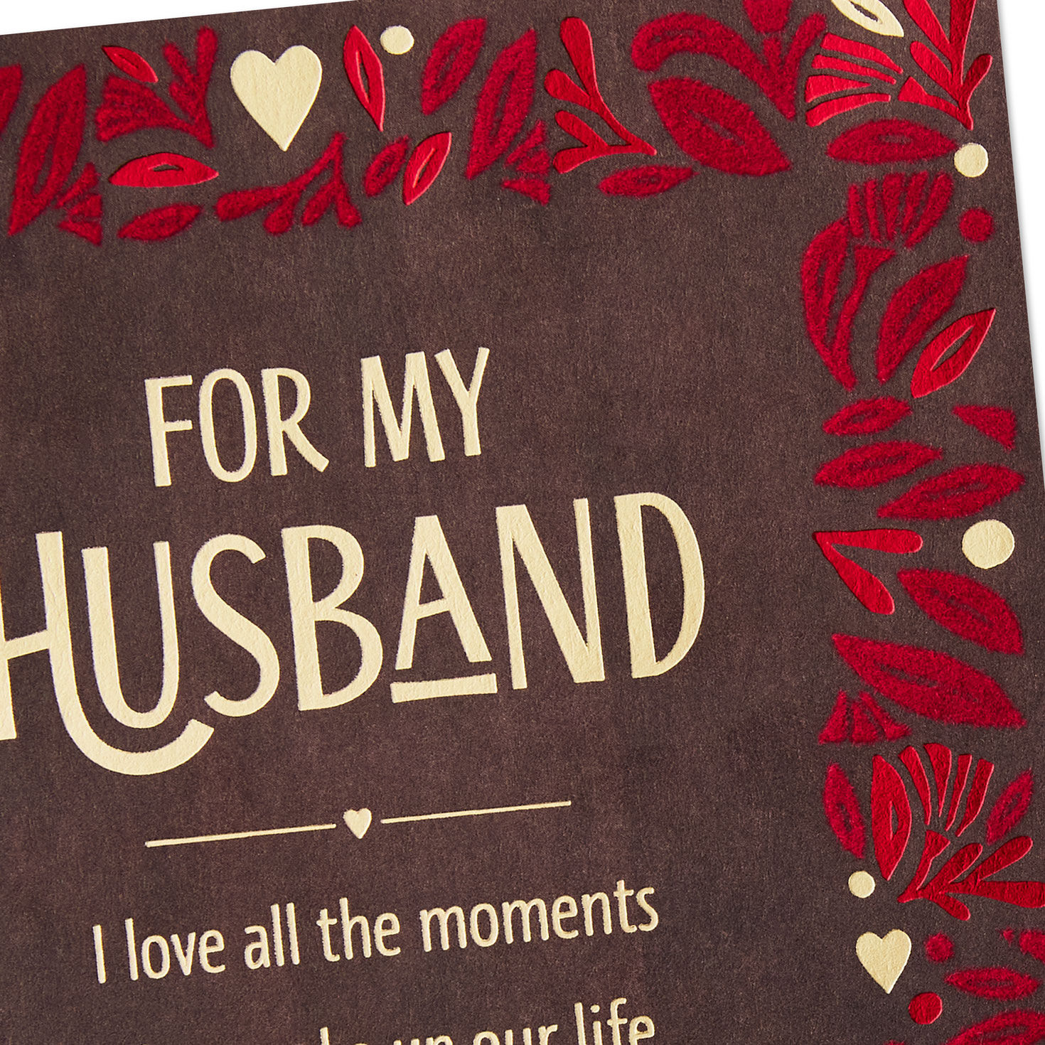 Red Foliage Valentine's Day Card for Husband Card Front Detail image number 4