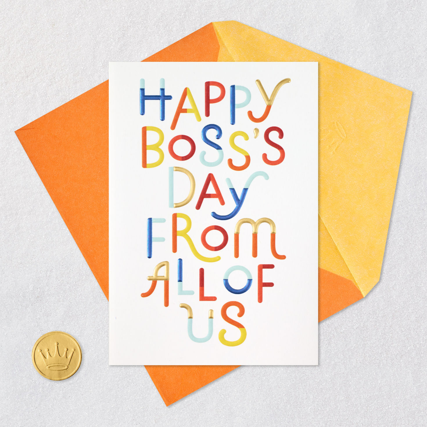 Modern Rainbow Lettering on White Boss's Day Card Signing card image number 7