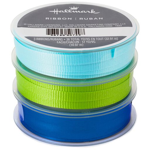 Aqua/Bright Green/Royal Blue 3-Pack Curling Ribbon, 108', 