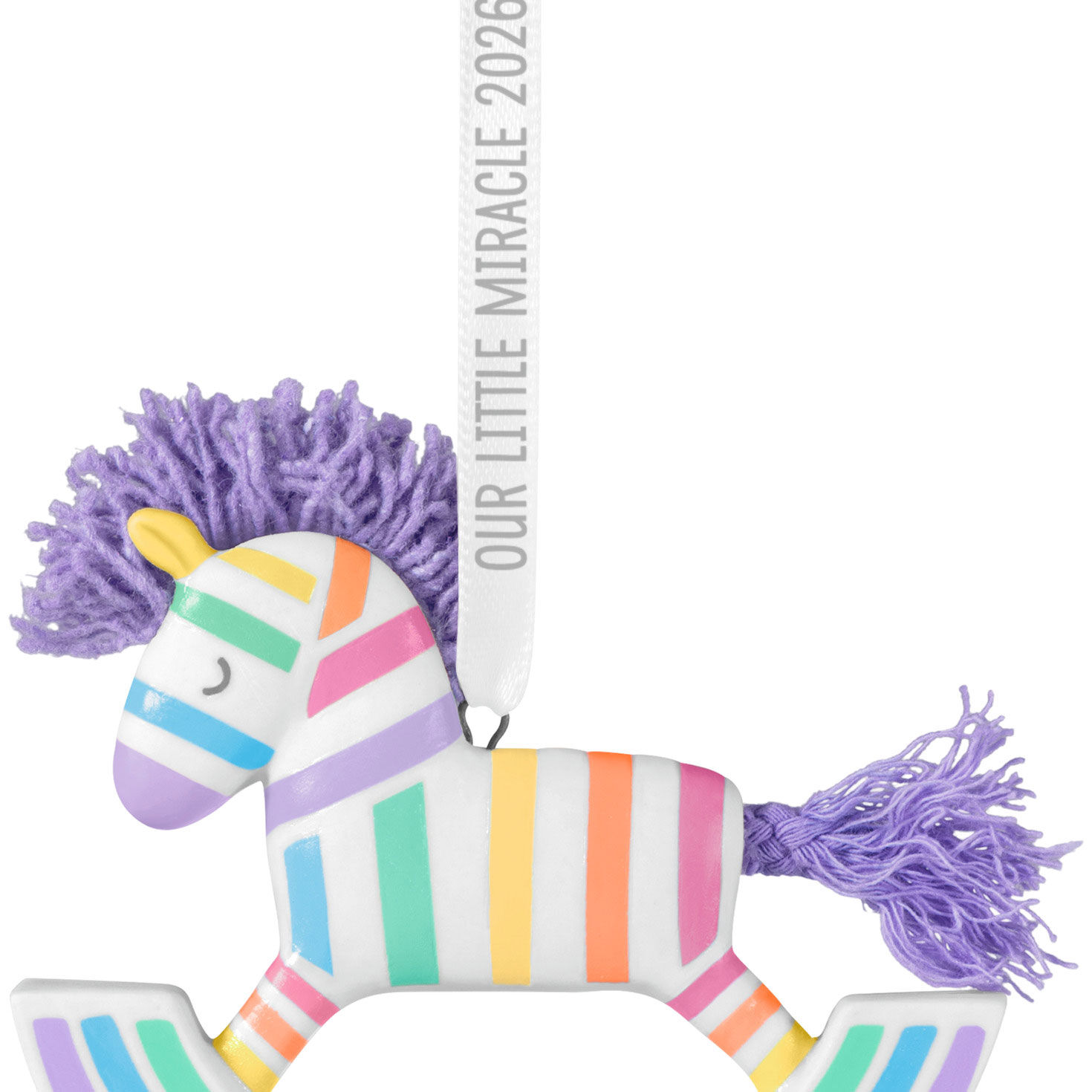 Striped Rocking Horse Keepsake Ornament closeup view image number 5