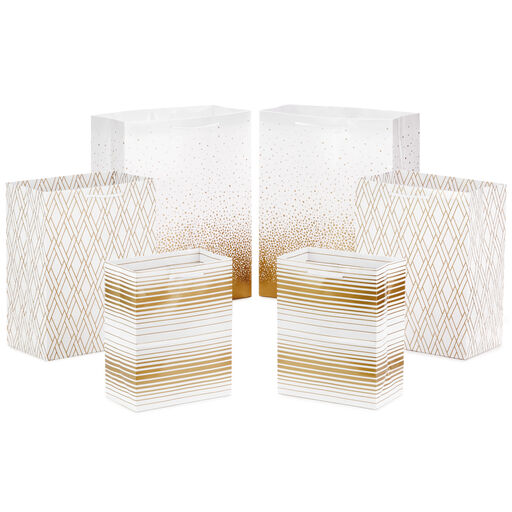 Elegant Gold Assorted Sizes 6-Pack Gift Bags, 