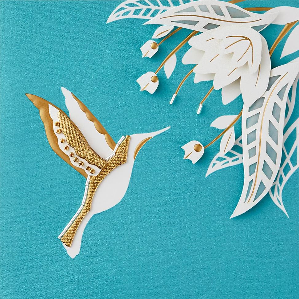 Hummingbird and Flowers Blank Card