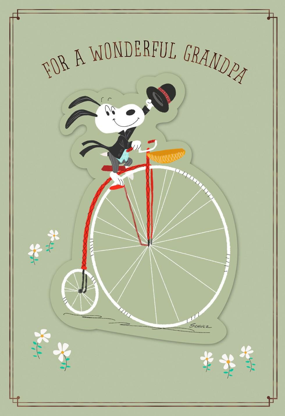 Snoopy on Vintage Bike Father's Day Card for Grandfather