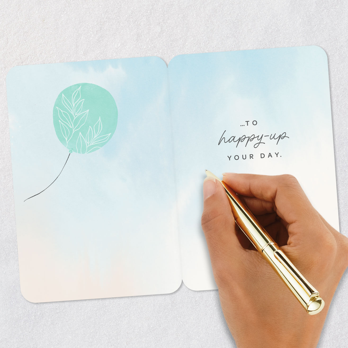 Floral Balloons Happy Thoughts Thinking of You Card Signing card image number 6