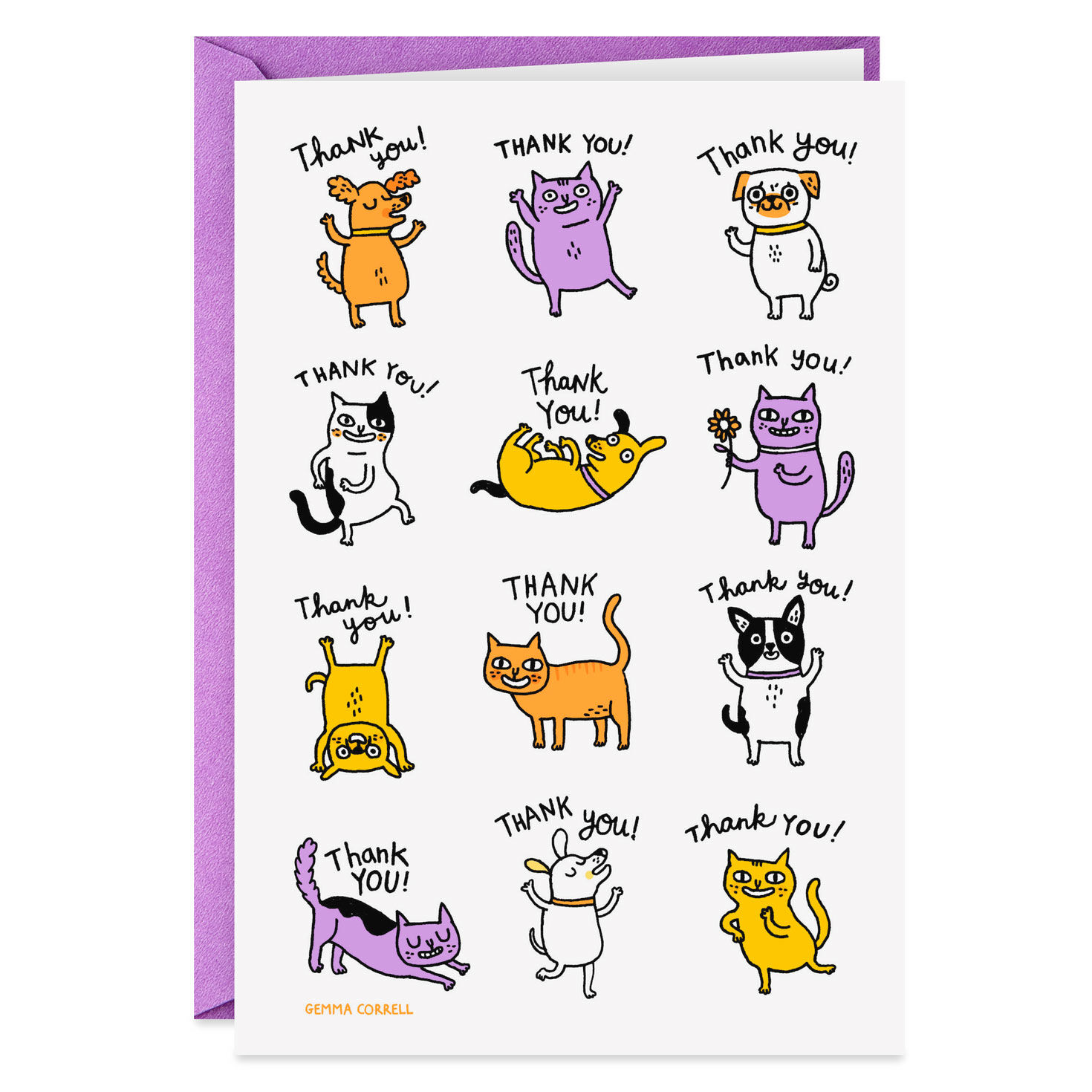 Just Can't Say It Enough Dogs and Cats Funny Thank You Card