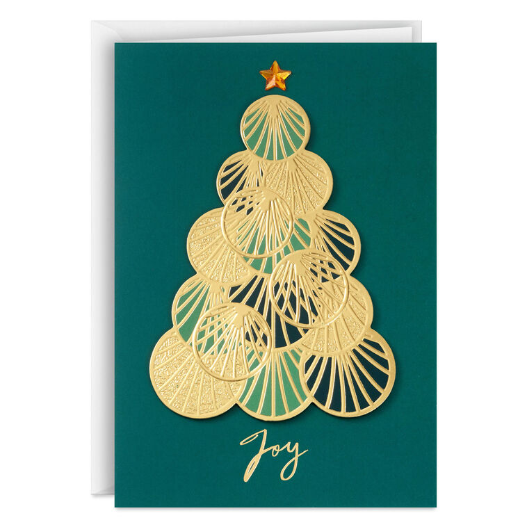 Elegant Green Tree Boxed Christmas Cards Pack front image number 2