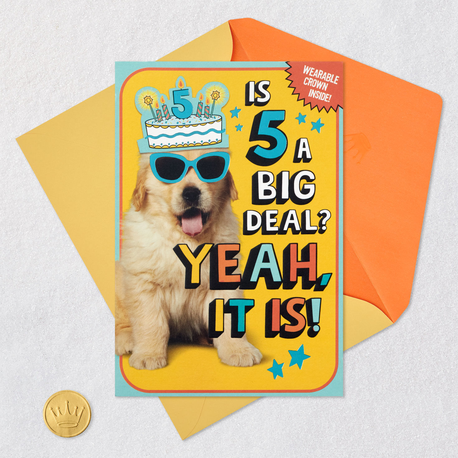 Enjoy the Royal Treatment 5th Birthday Card With Crown and Stickers for only USD 6.99 | Hallmark