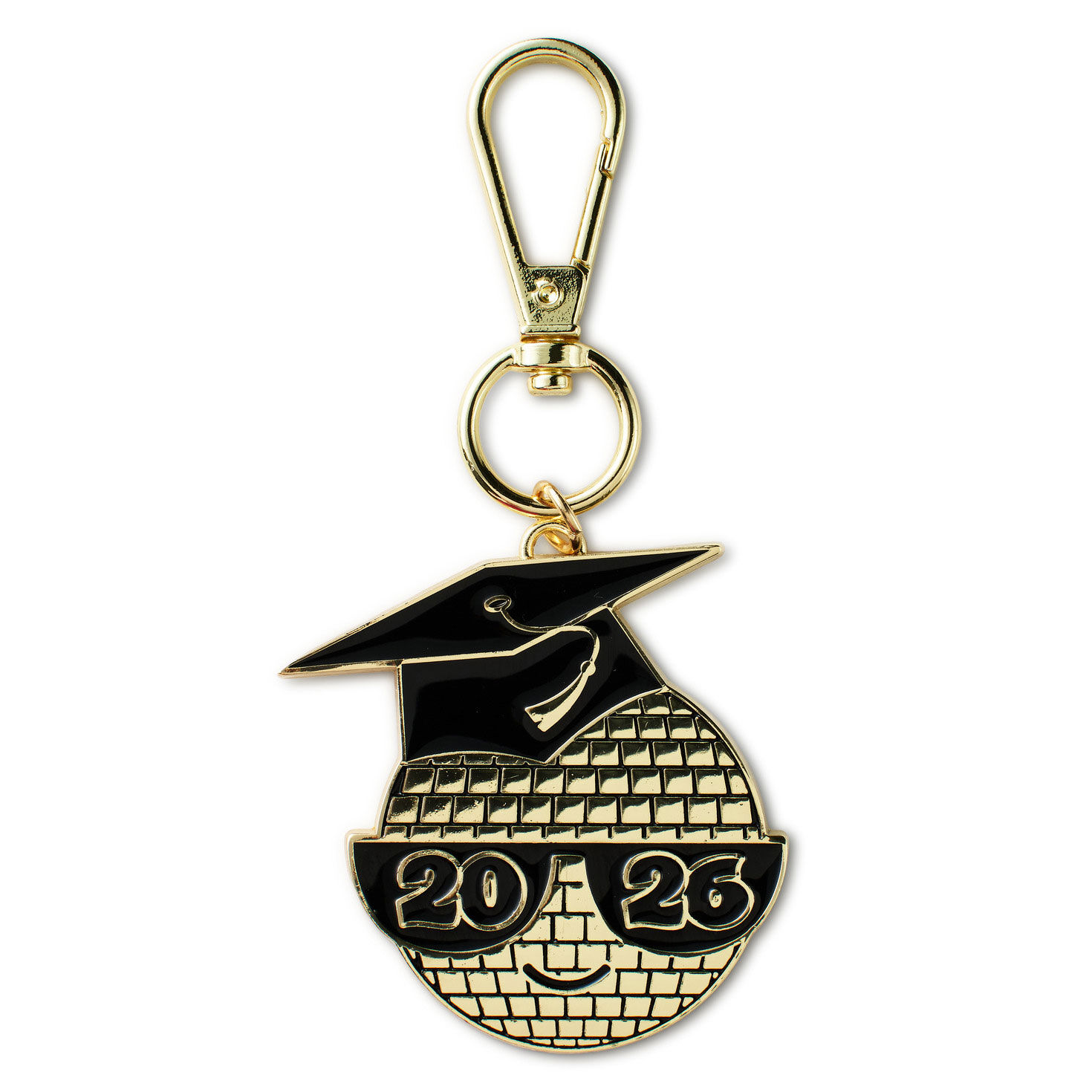 Black and Gold Disco Ball 2026 Graduation Keychain