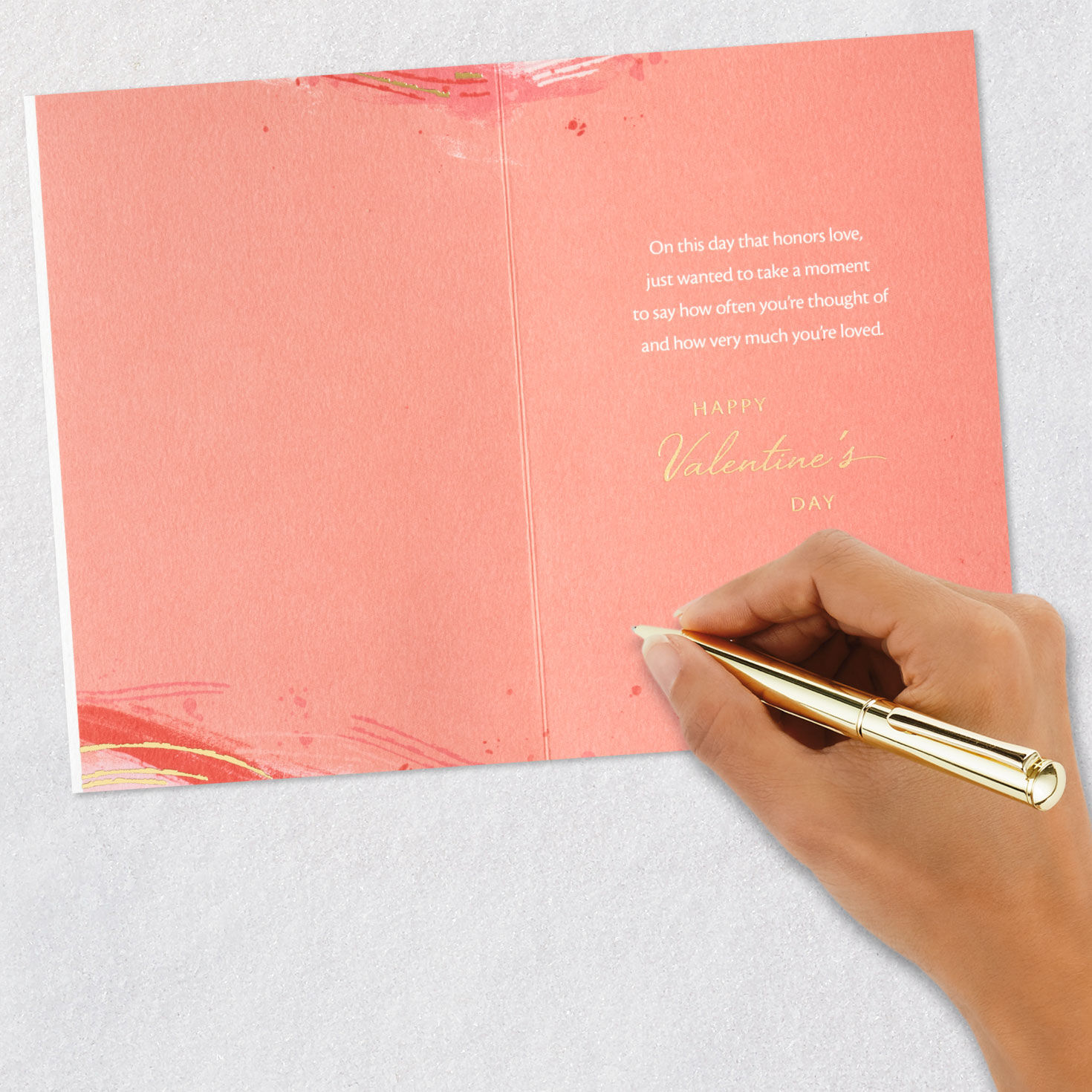 Pink Marble Heart Valentine's Day Card for Family Signing card image number 6