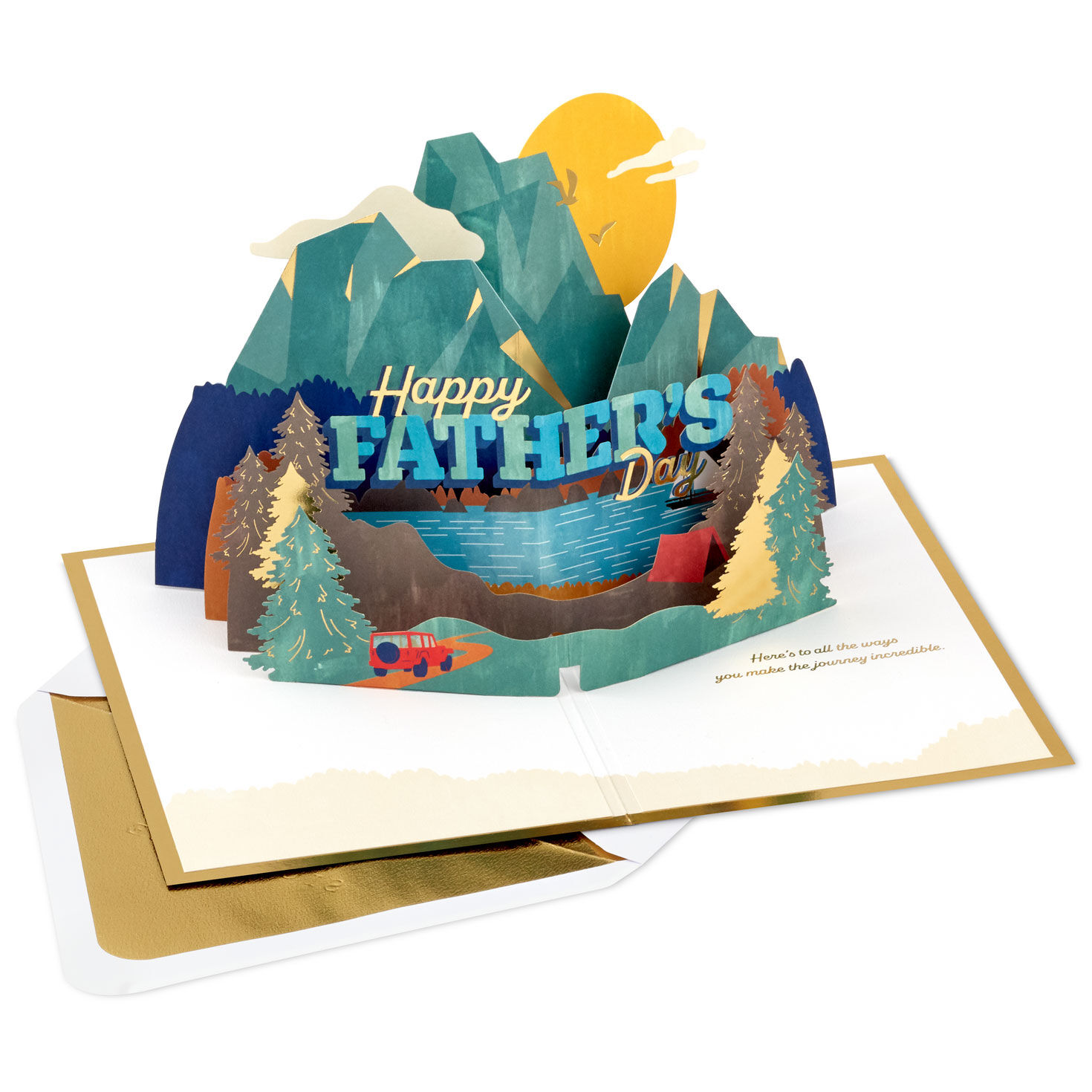 Mountain Adventure 3D Pop-Up Father's Day Card Open Card with Envelope image number 2