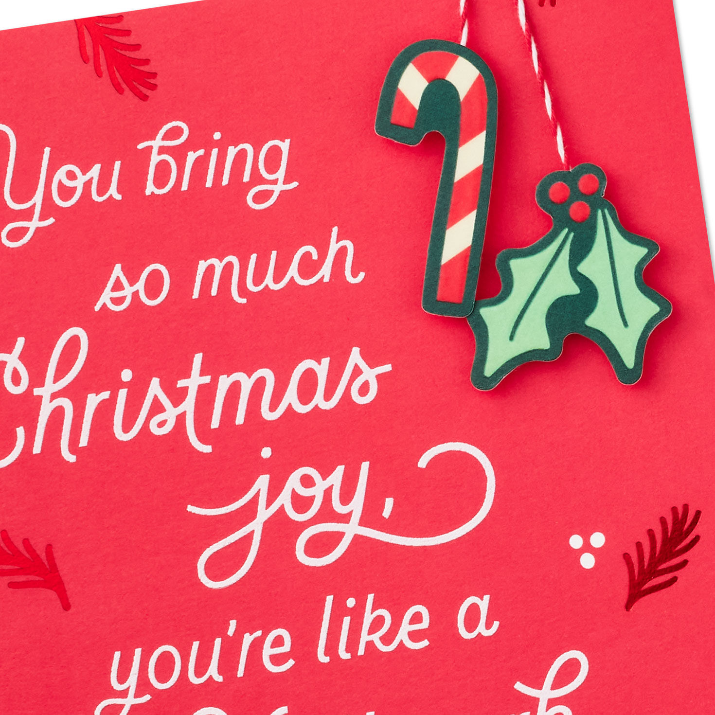 Red Candy Cane Holly Funny Christmas Card Card Front Detail image number 4