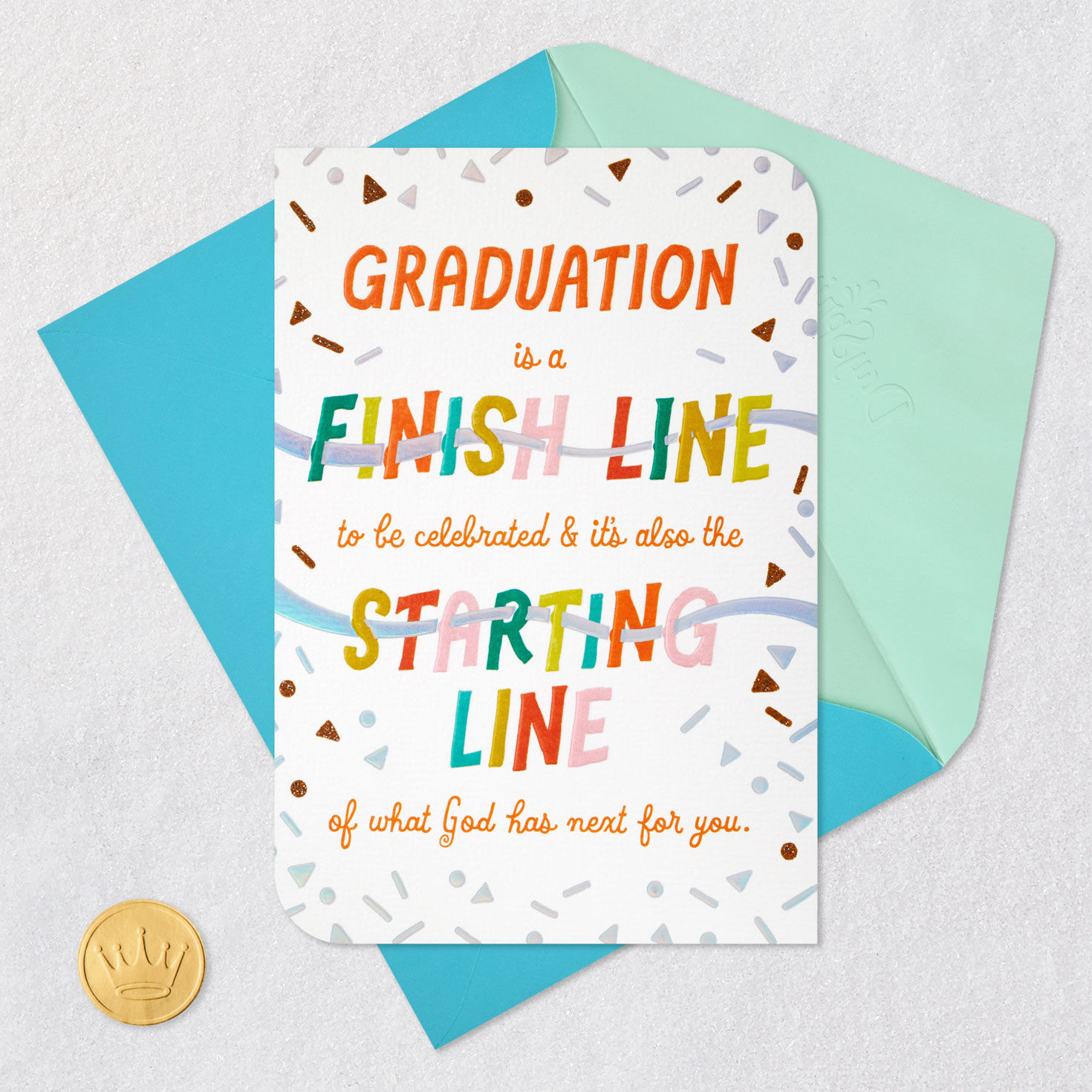 Finish Line Confetti Religious Graduation Card  image number 6