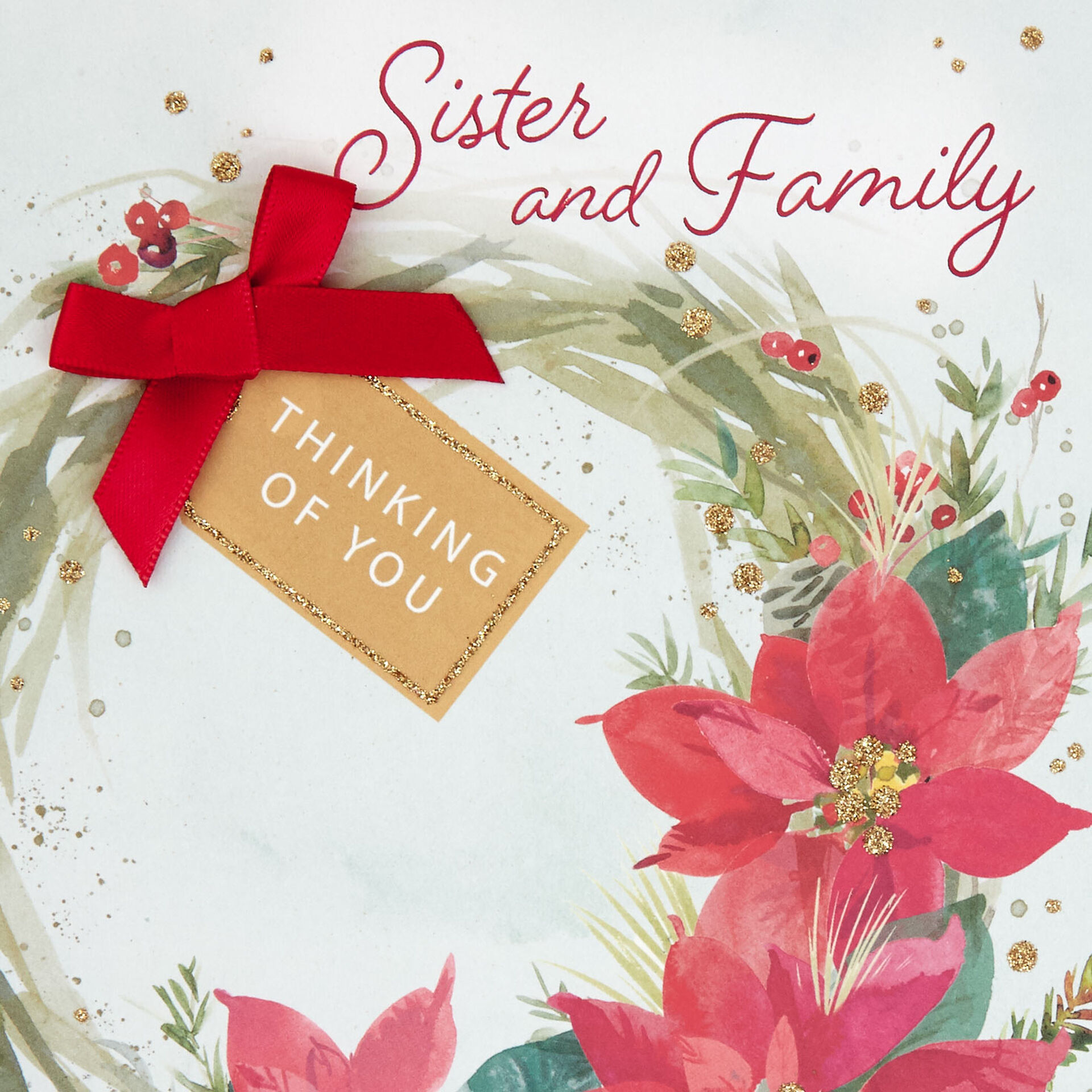 Thinking of You Christmas Card for Sister and Family  Greeting Cards