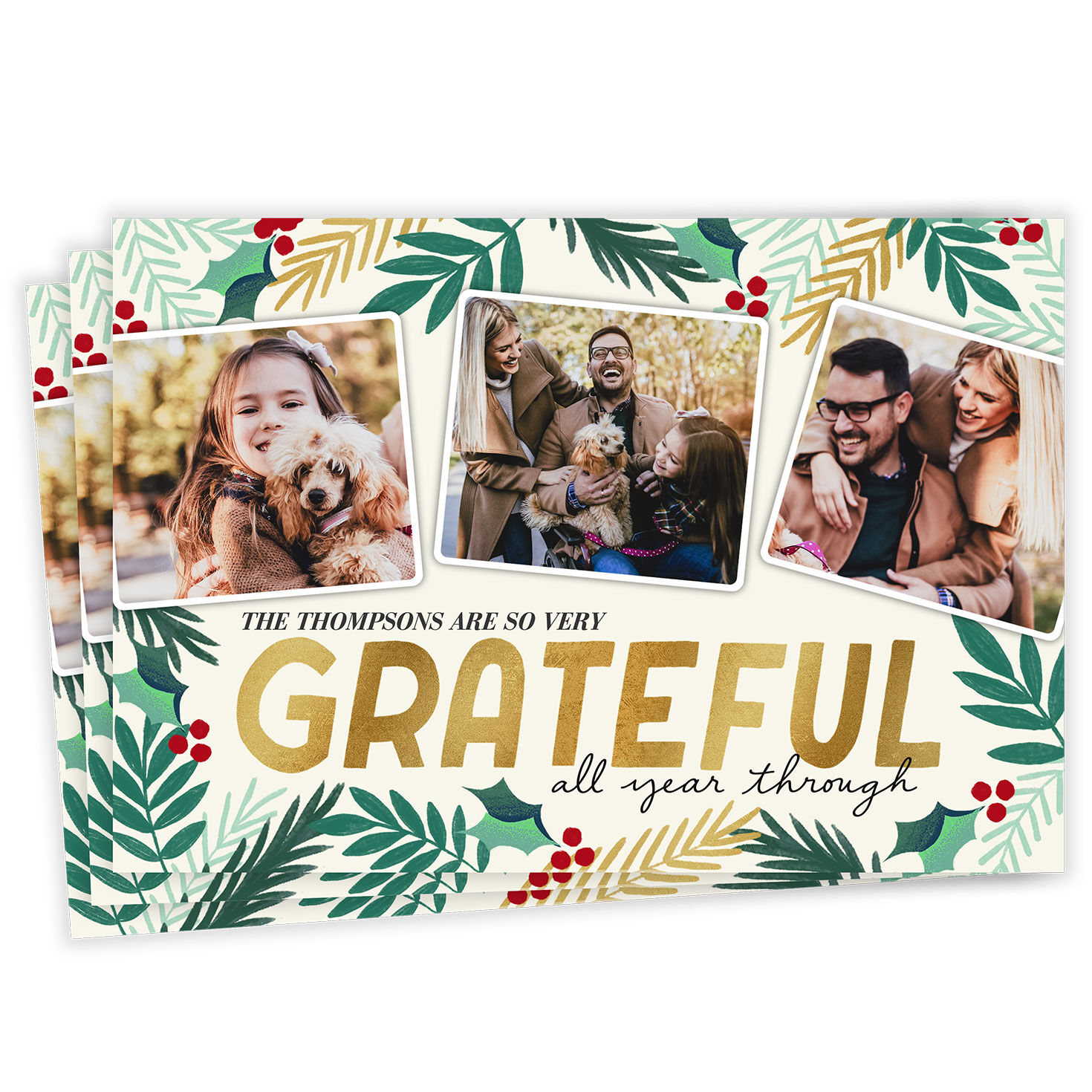 Grateful All Year Flat Christmas Photo Card