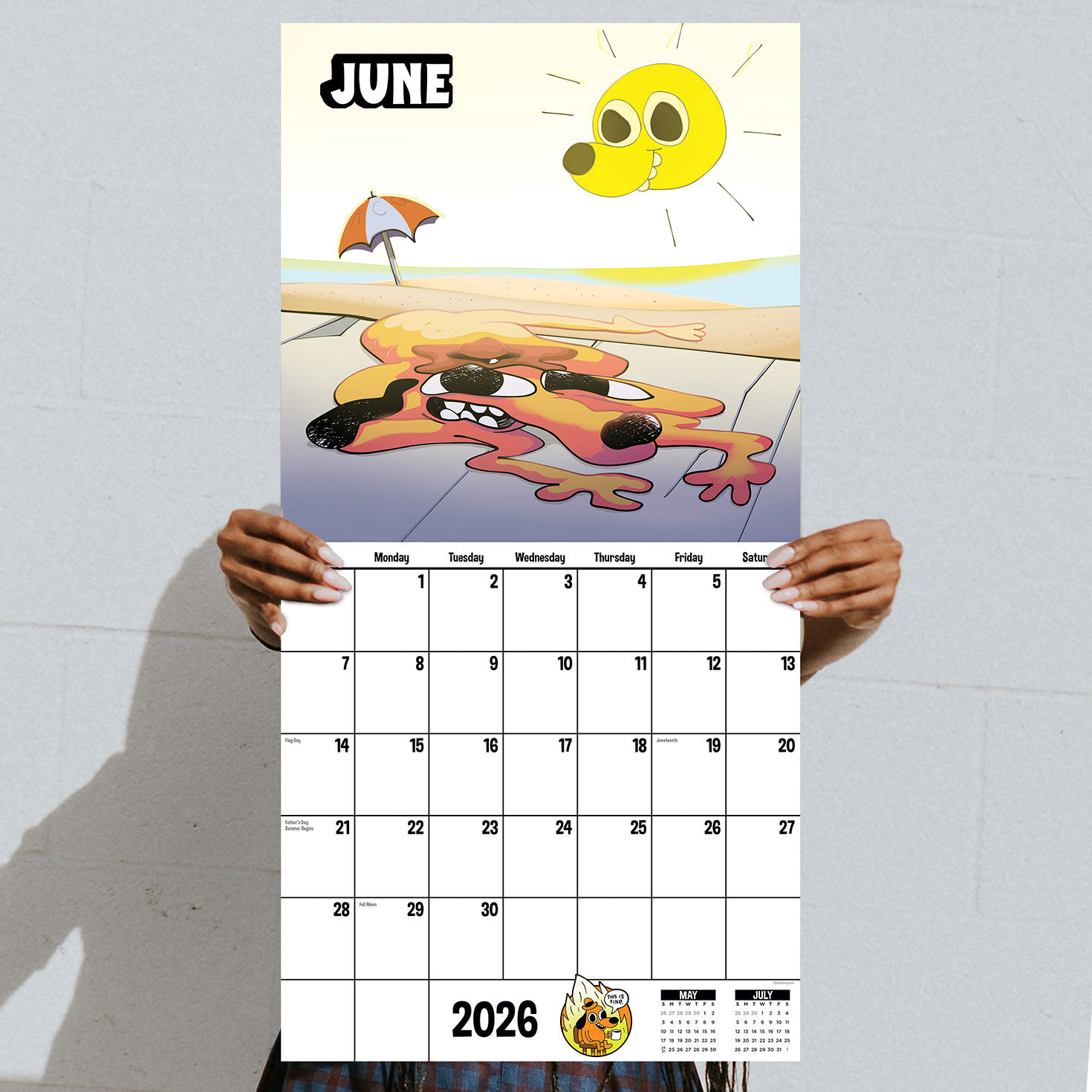This Is Fine Cartoons Funny 2026 Wall Calendar hand holding item image number 3
