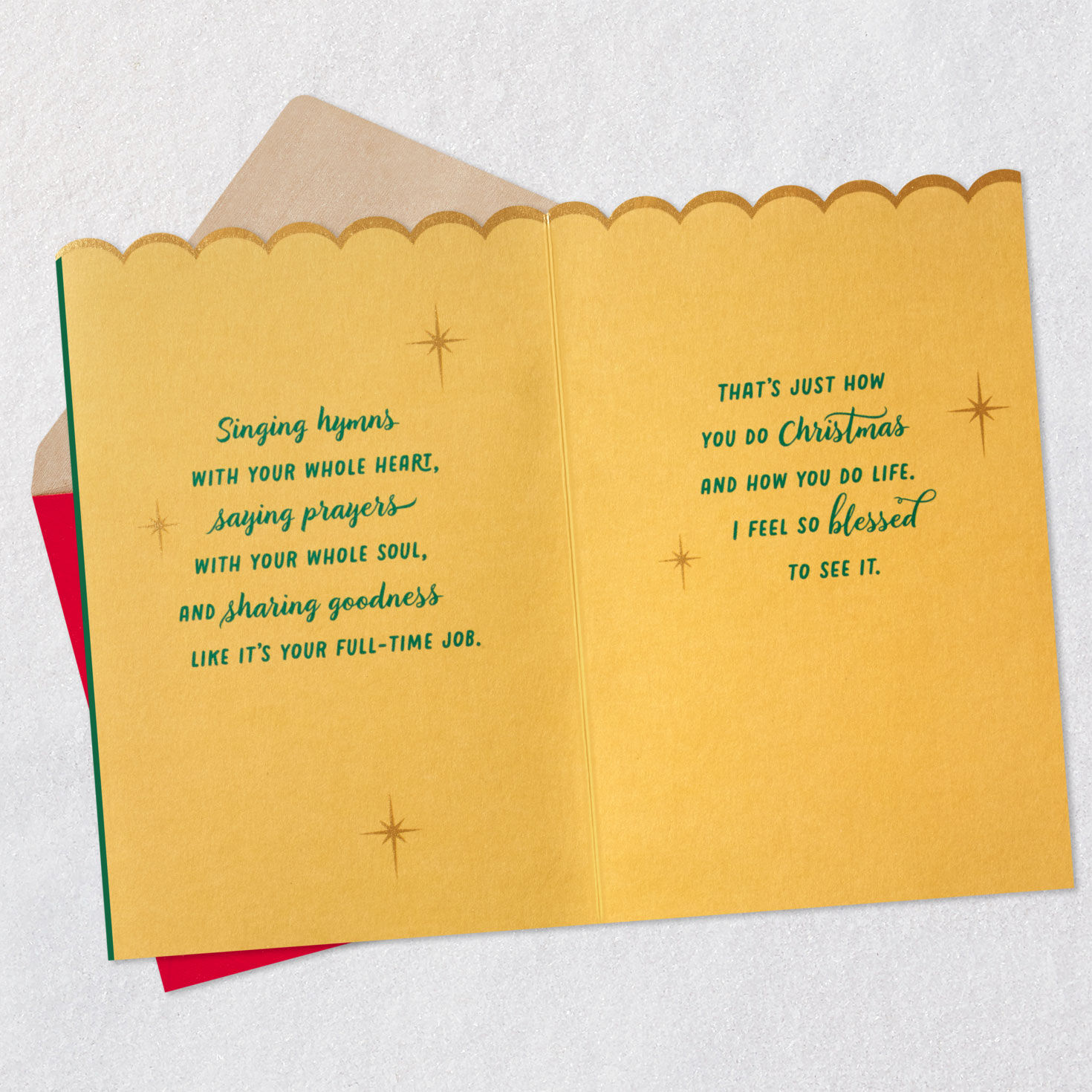 Black Woman in Red and Gold Hat Religious Christmas Card for Mom Open card with envelope image number 4