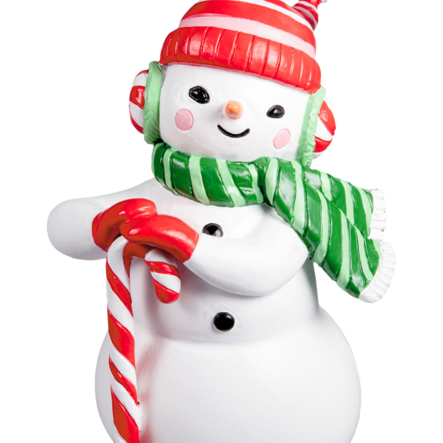 Snowman With Candy Cane Christmas Ornament upclose view image number 5