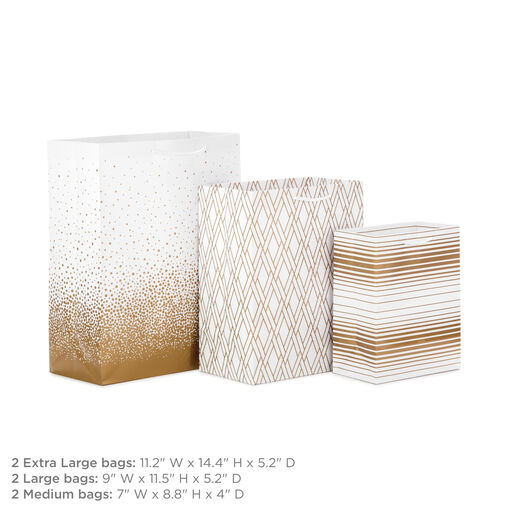 Elegant Gold Assorted Sizes 6-Pack Gift Bags, 