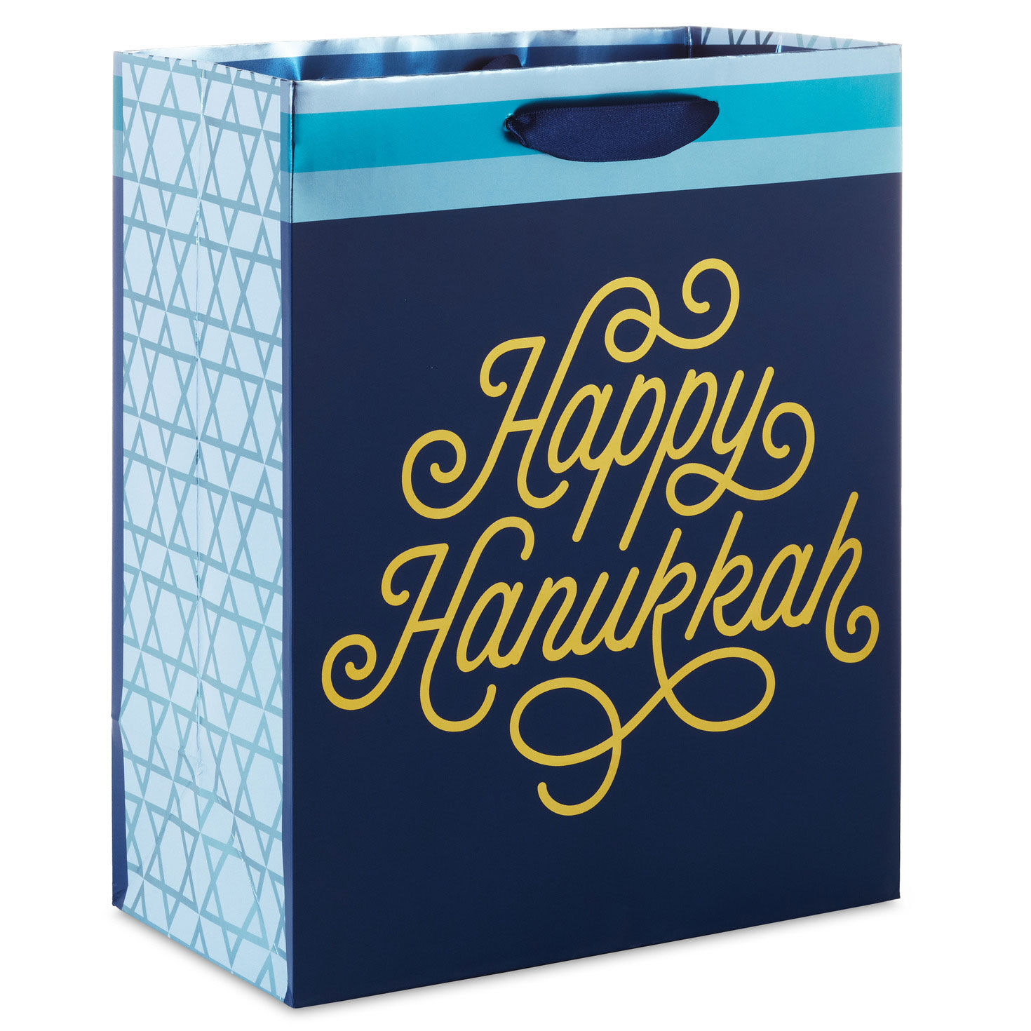 9.6" Happy Hanukkah on Navy Medium Gift Bag