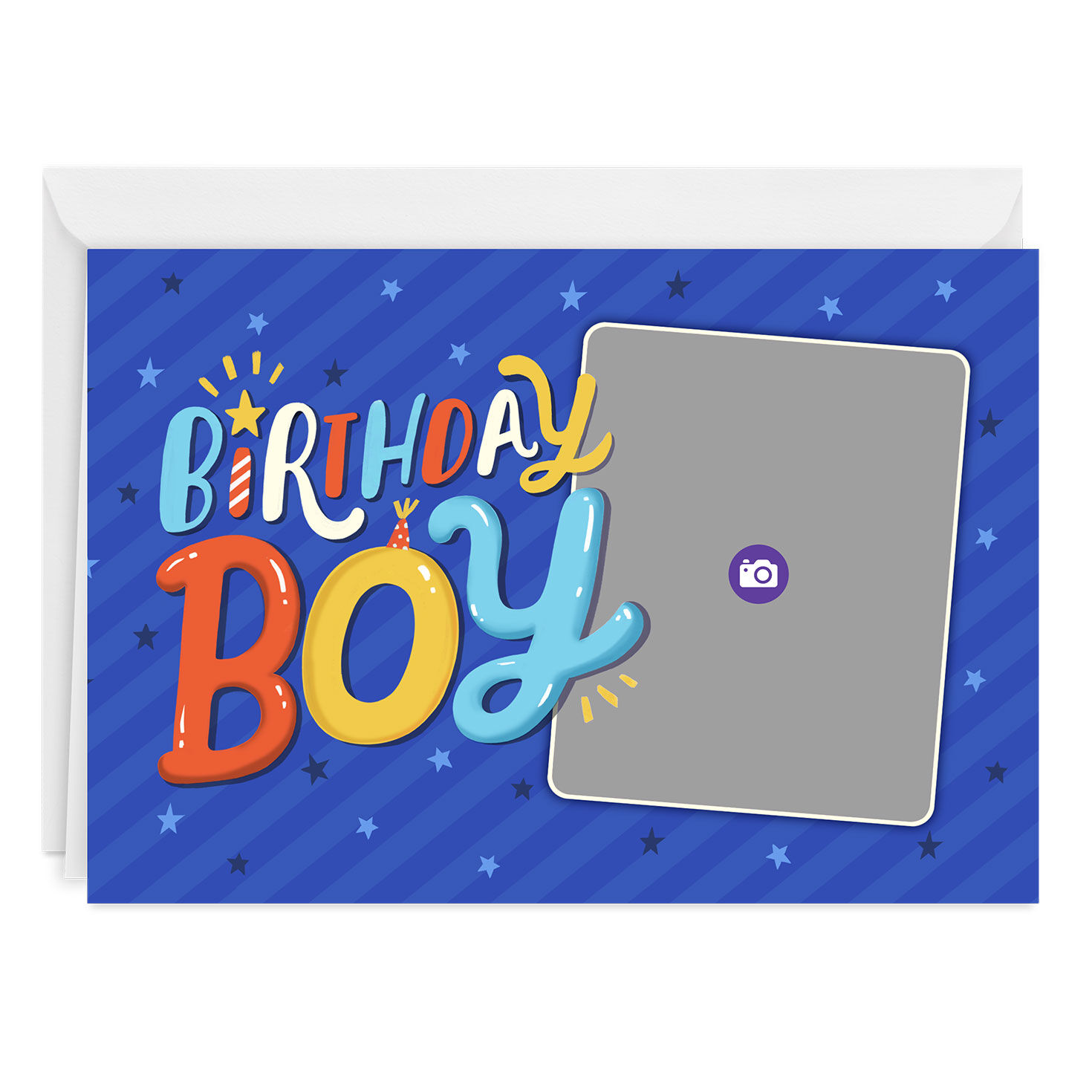 Blue Birthday Boy Personalized Card Card Front indicating personalization image number 3