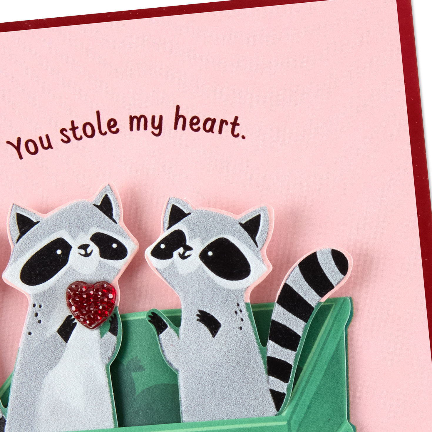 Raccoon Couple in Trash Bin Valentine's Day Card Card Front Detail image number 4