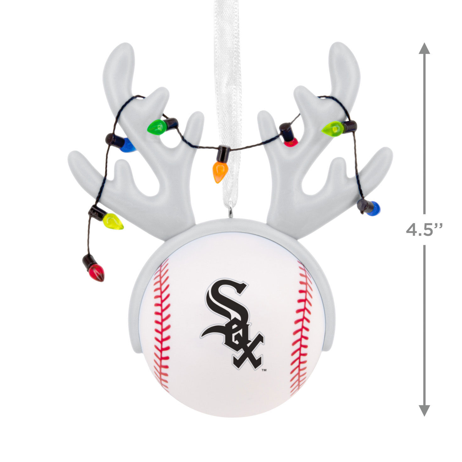 White Sox Reindeer Baseball Christmas Ornament measurement image number 3