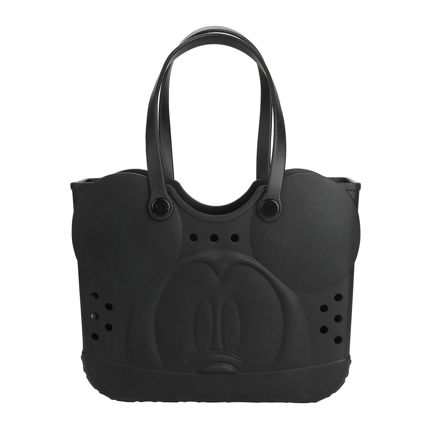 Mickey Mouse Face Black Plastic Tote Bag back image number 2
