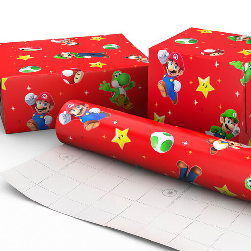 Nintendo Super Mario™ Mario, Luigi and Friends on Red Wrapping Paper, 25 sq. ft., 