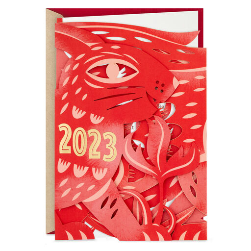 Happy Year of the Rabbit Laser-Cut Chinese New Year Card, 