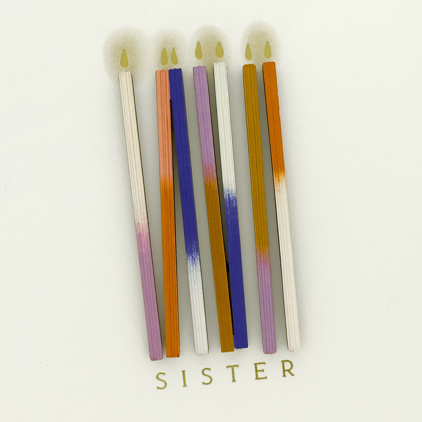 Rainbow Candles on White Sister Birthday Card Card Front Detail image number 4