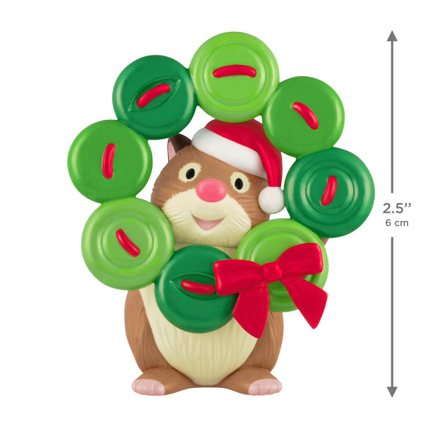 Hamster With Button Wreath Keepsake Ornament measurement image number 3
