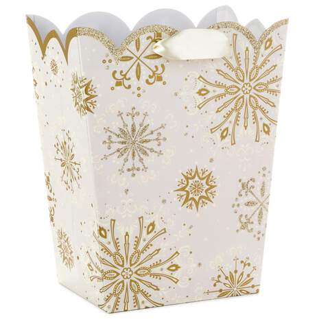 9" Gold and Silver Snowflakes Gift Bag, , large