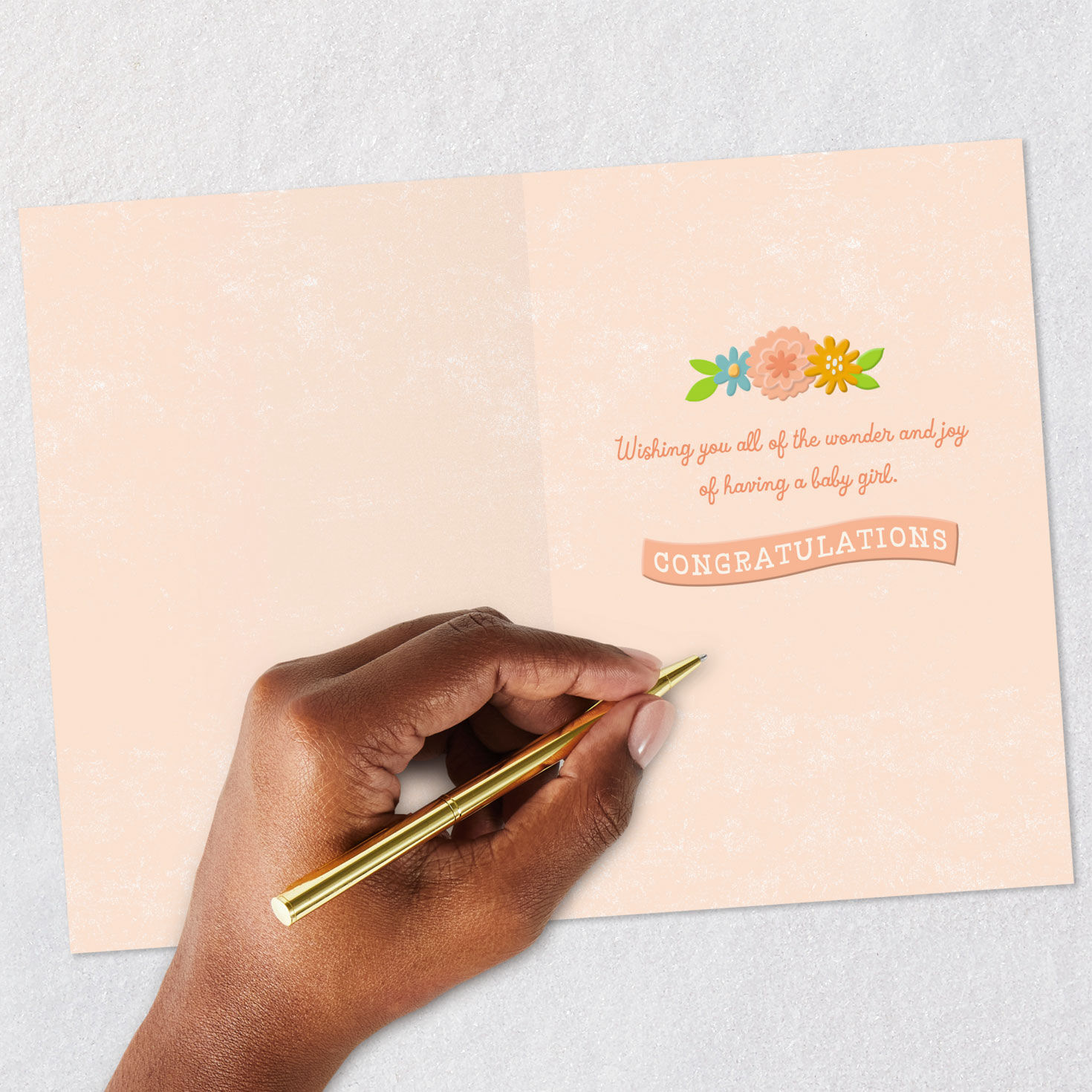 Blue and Peach Floral Baby Girl Card  image number 6