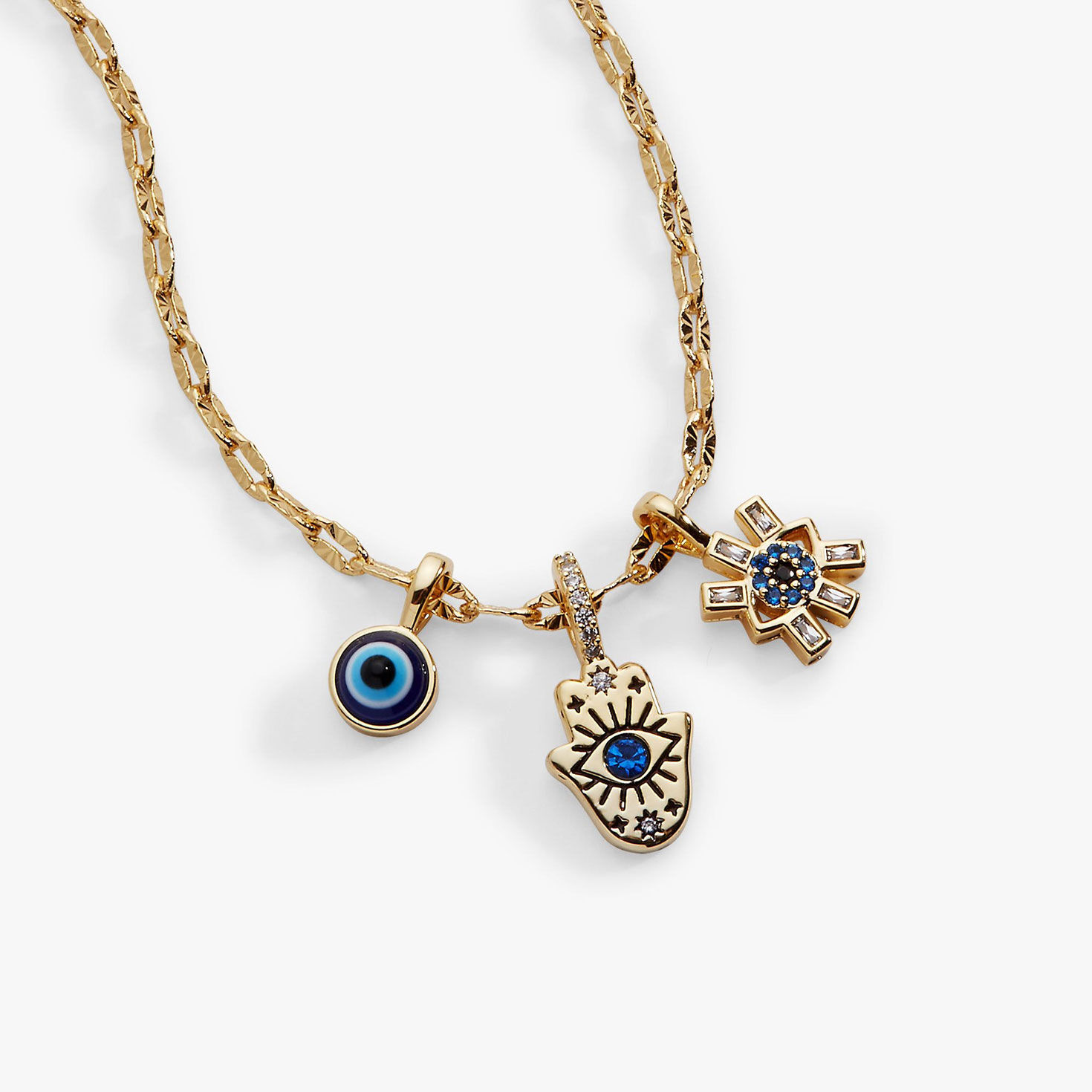 Alex And Ani Evil Eye Triple Charm Necklace closeup view image number 3
