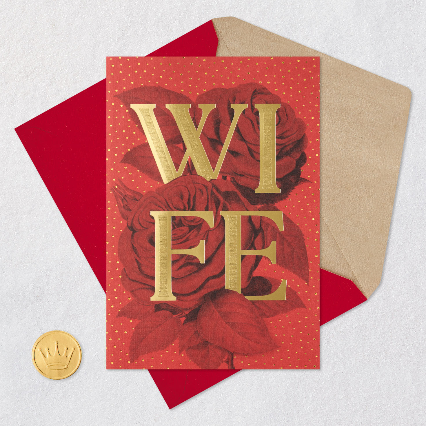 Roses and Gold Lettering Wife Valentine's Day Card  image number 6