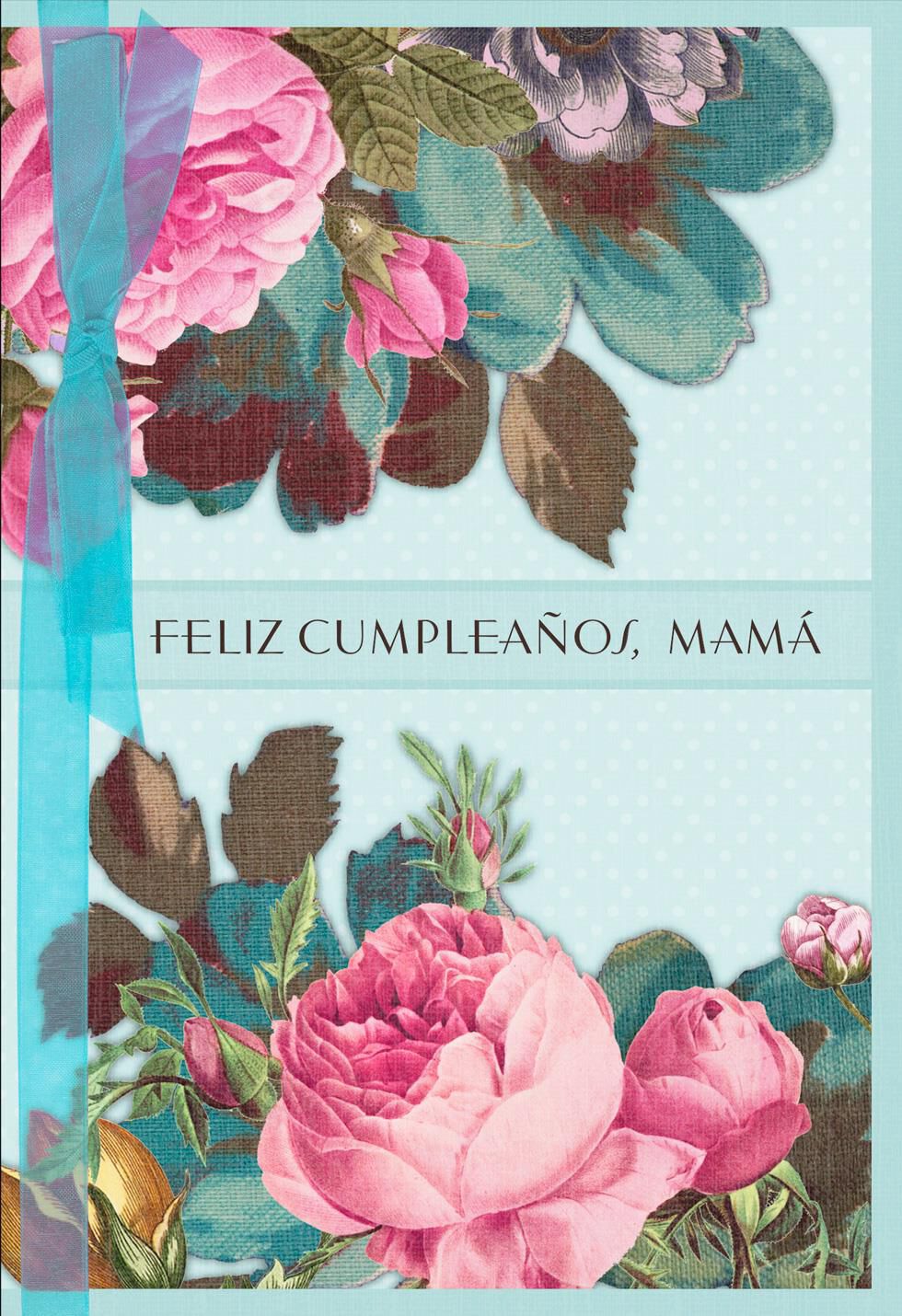 Pastel Flowers Spanish-Language Birthday Card for Mom