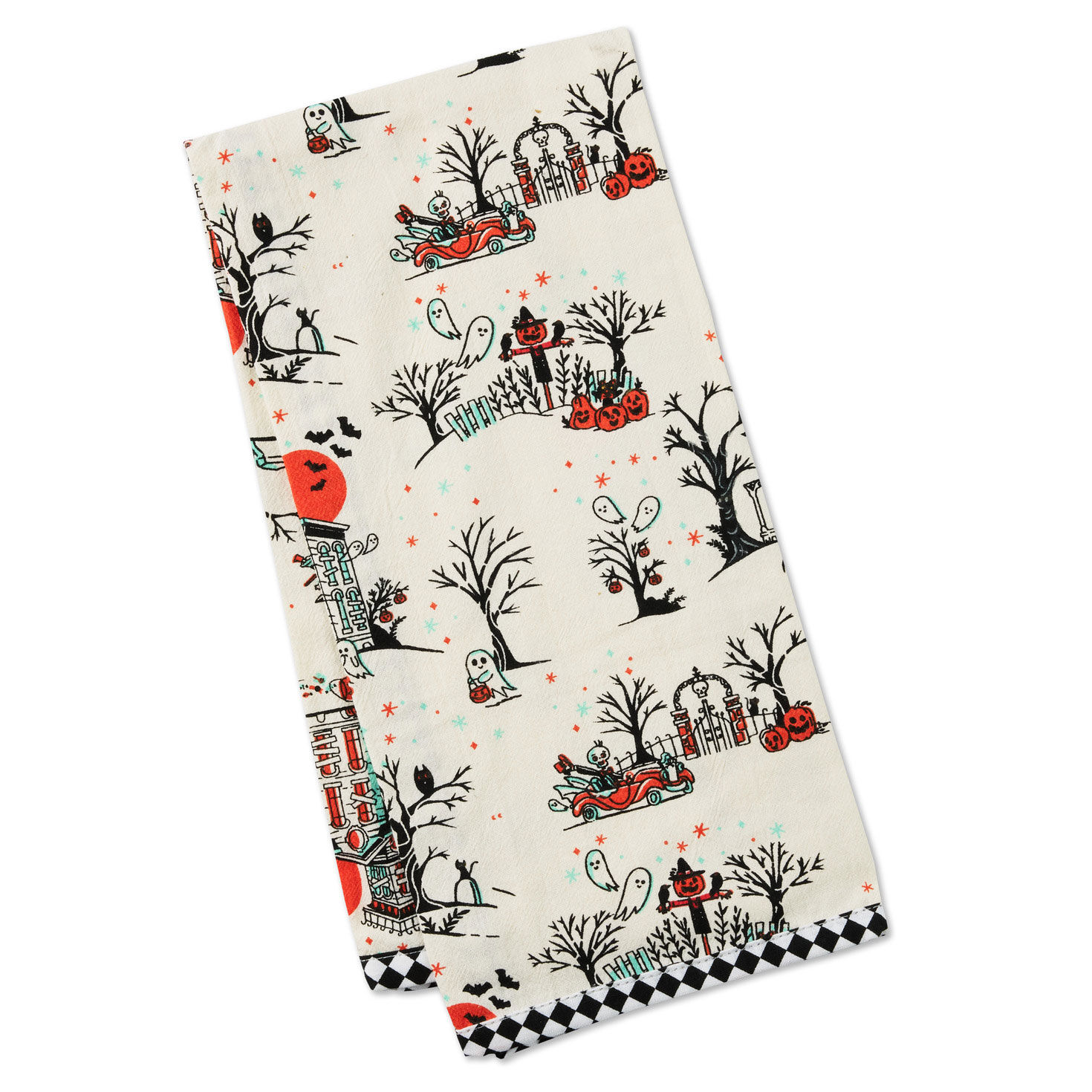 Vintage Halloween Scenes Tea Towel, 18x26