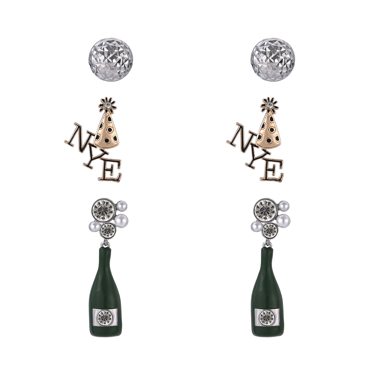 3-pair Earring Set - New Year's Eve front image number 3
