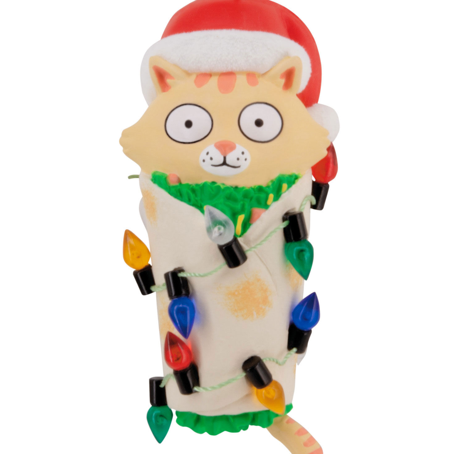 Cat Burrito With Lights Christmas Ornament closeup view image number 5