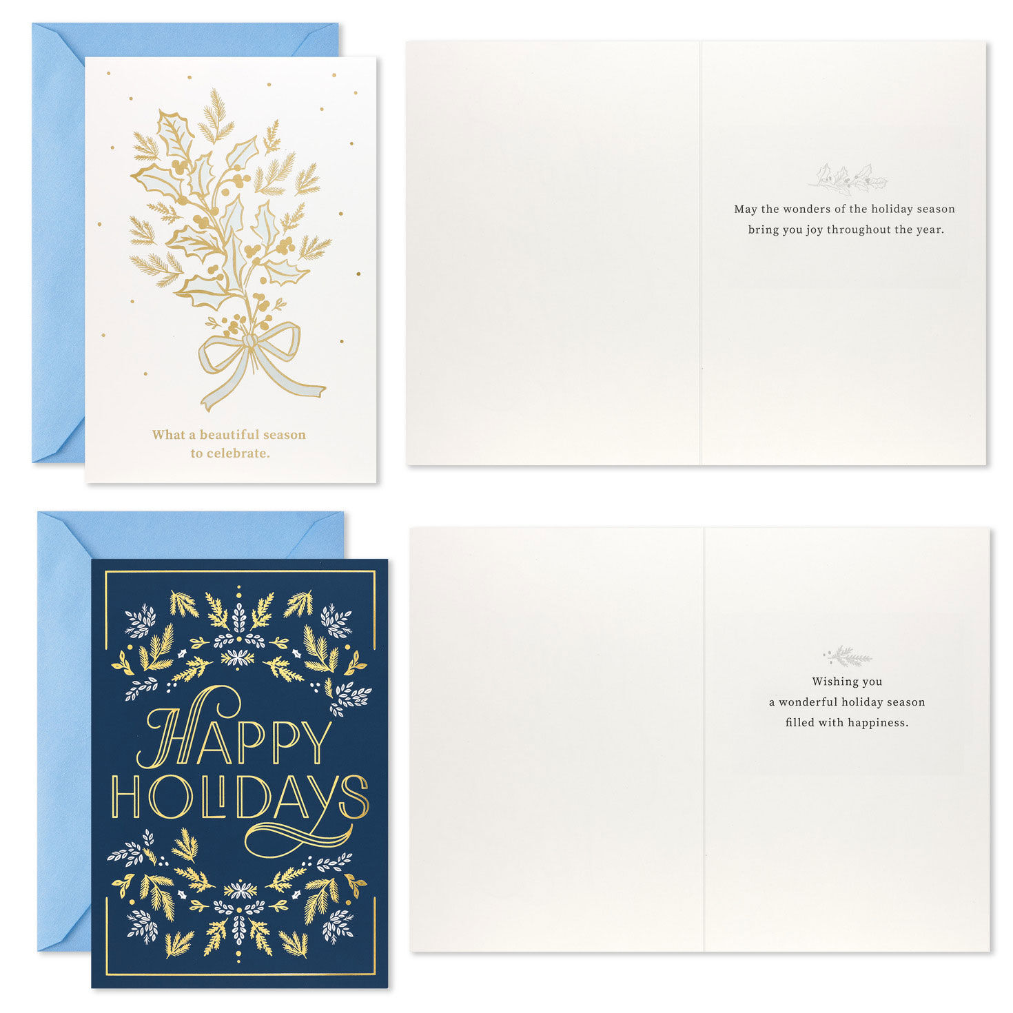 Blue and Gold Boxed Christmas Card Assortment Card Front with Sentiment image number 4