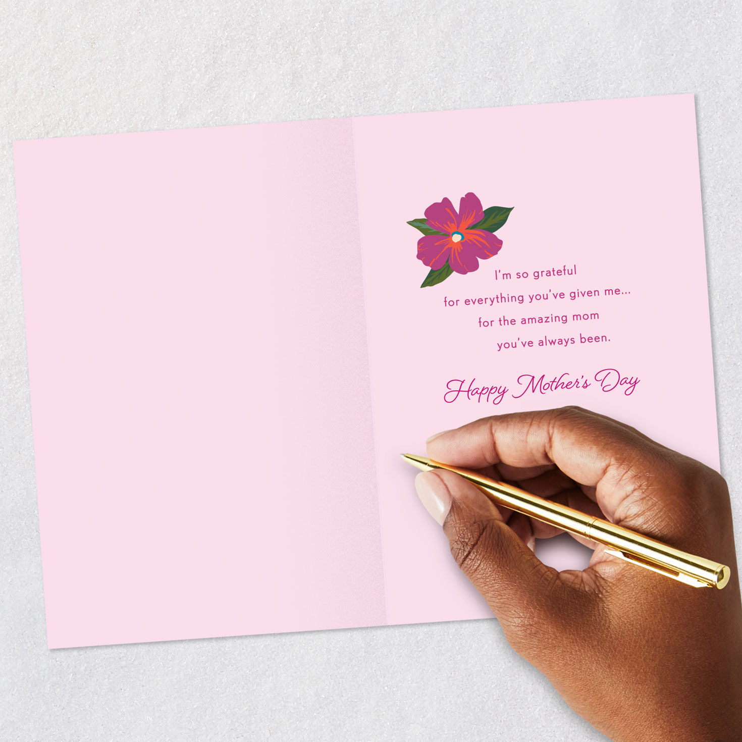 Colorful Flowers on Navy Mom Mother's Day Card signing card image number 7