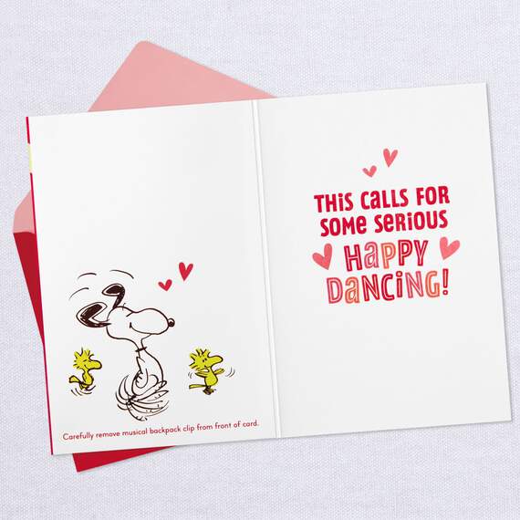 Peanuts® Snoopy and Woodstock Valentine's Day Card With Musical Backpack Clip, , large image number 3
