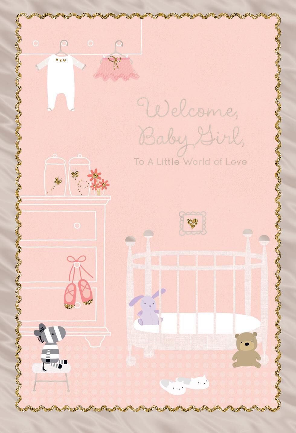 Pink Nursery Religious New Baby Card
