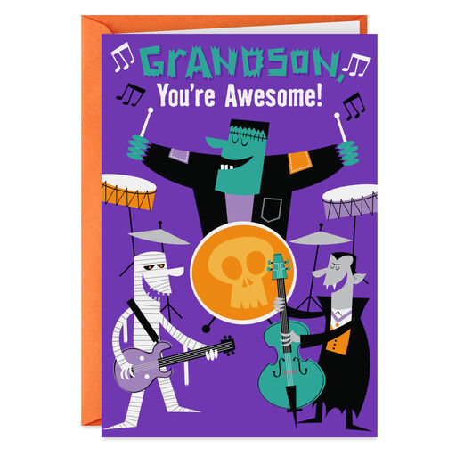 You Rock Monster Band Halloween Card for Grandson, 