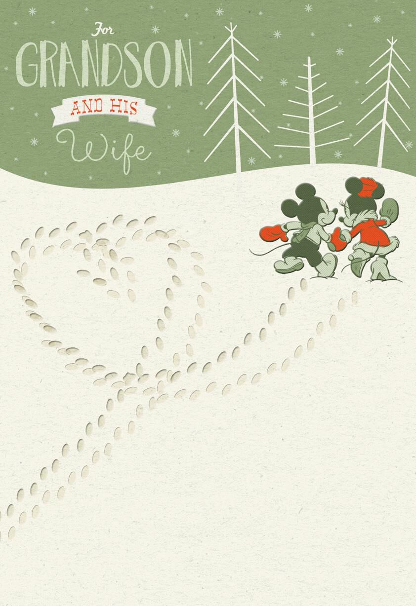 Mickey and Minnie Mouse For Grandson and Wife Christmas Card