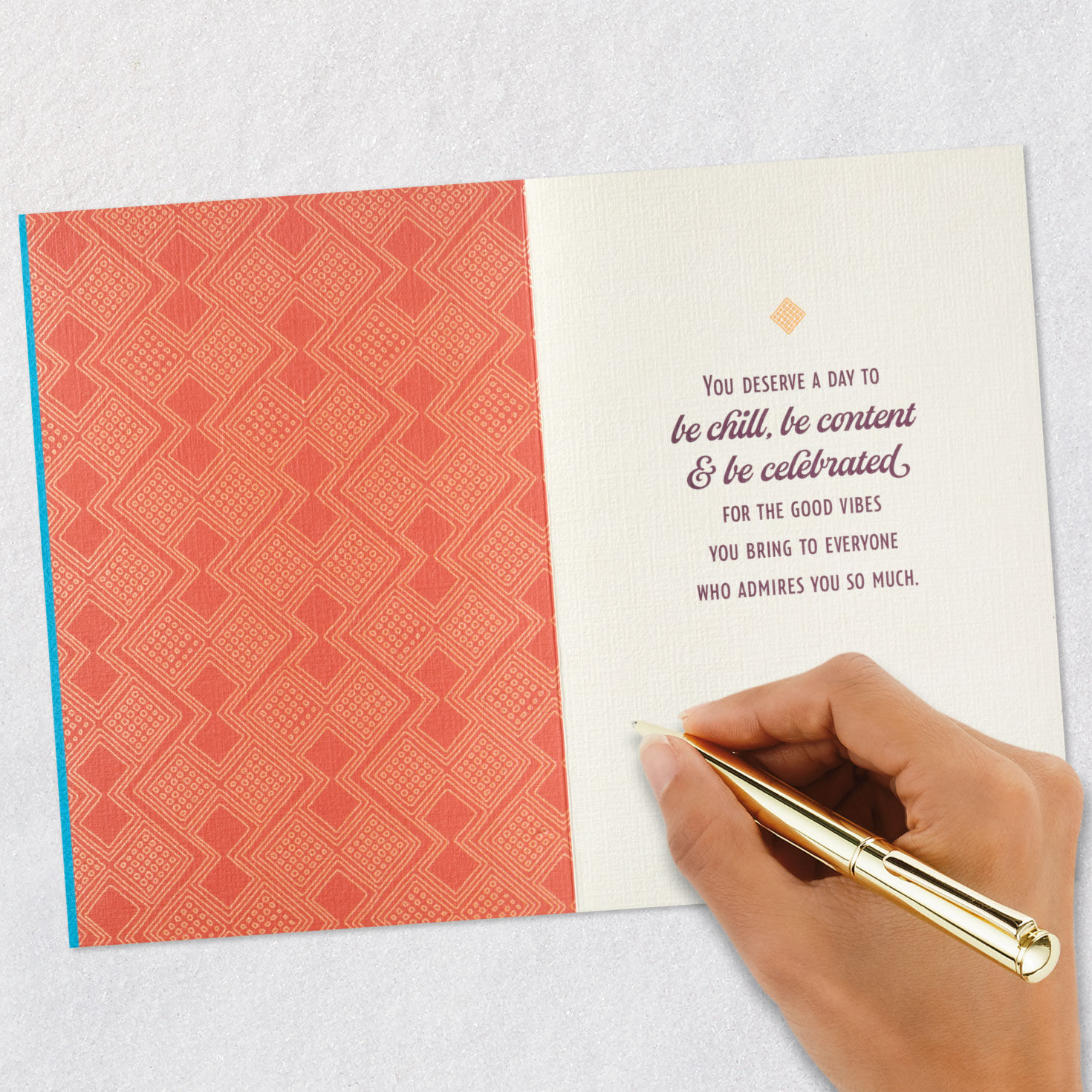 Retro Lettering on Blue Happy Father's Day Card Signing card image number 6