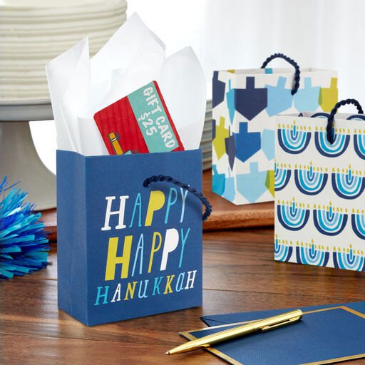 4.6" Tree of Life 3-Pack Hanukkah Gift Card Holder Mini Bags, 